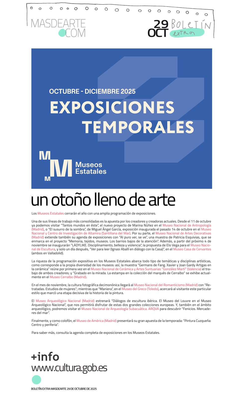 Un otoño lleno de arte. Programación de los Museos Estatales