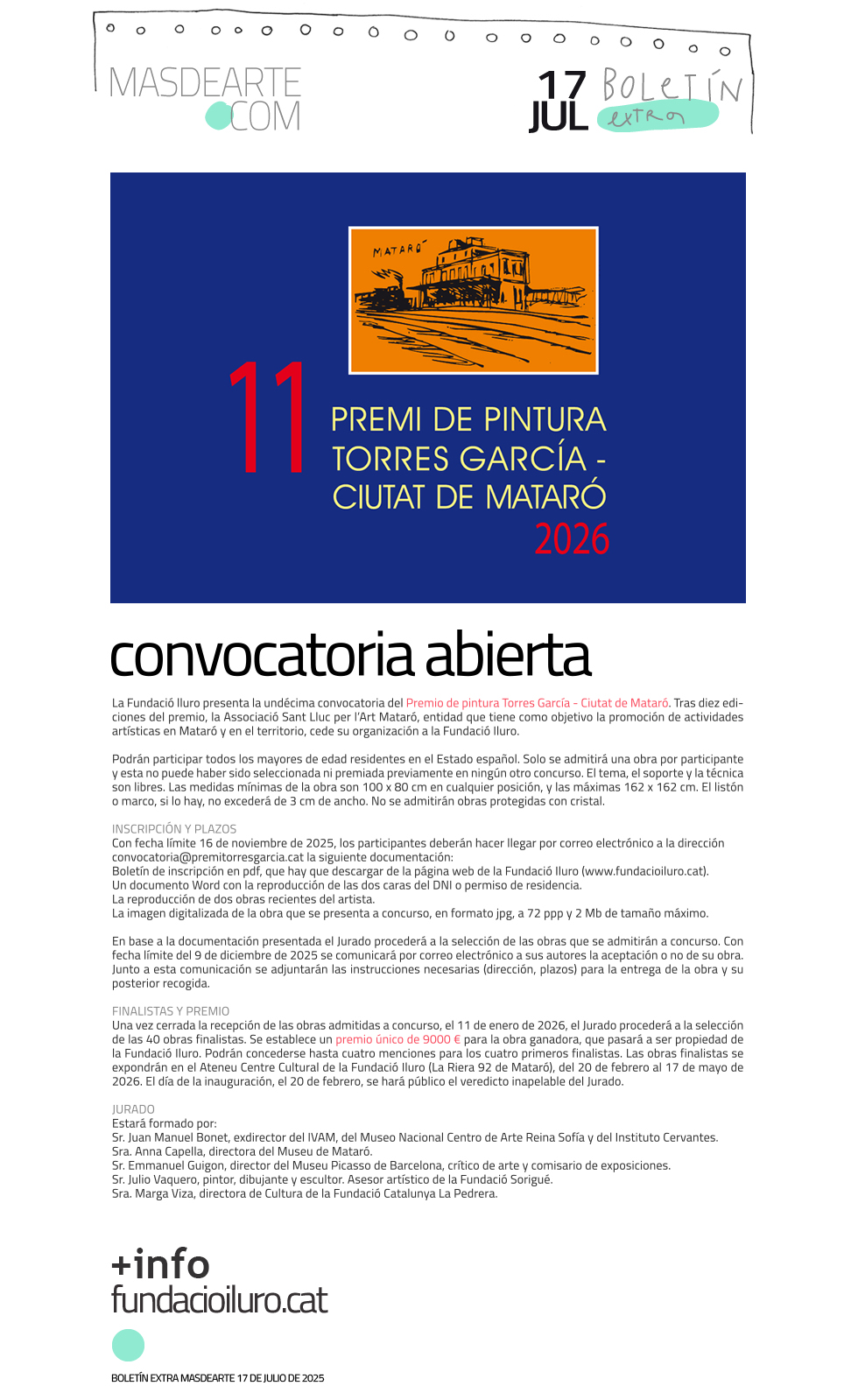 Convocado el XI Premio Bienal de Pintura Torres García – Ciutat de Mataró 