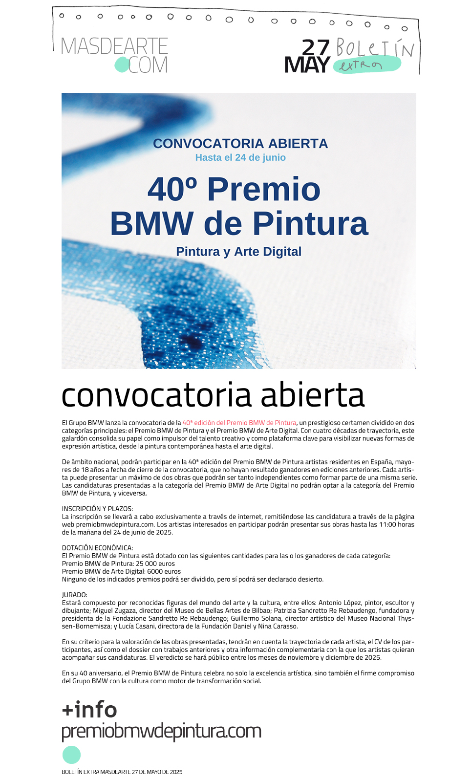 Extra masdearte: convocada la 40ª edición del Premio BMW de Pintura (2025)