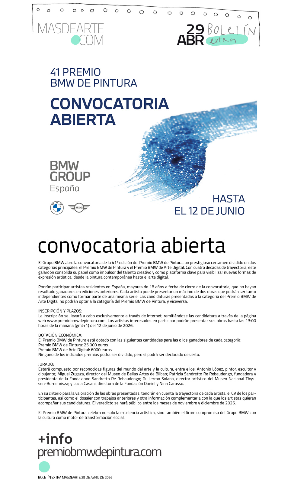 Extra masdearte: abierta la nueva convocatoria del Premio BMW de Pintura