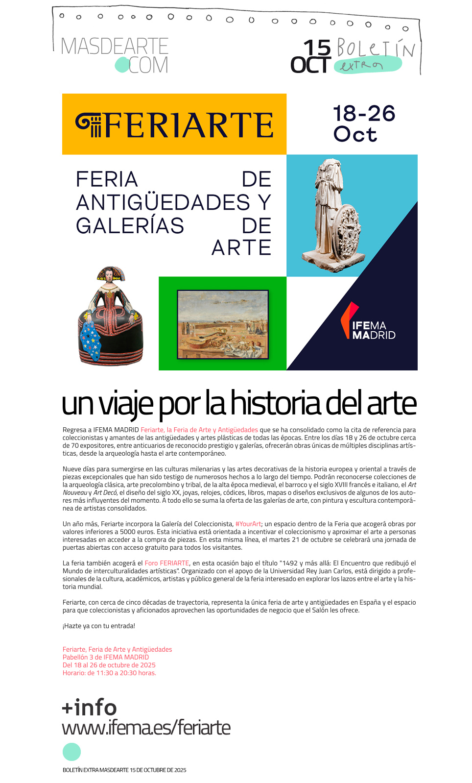 Extra masdearte: vuelve Feriarte, un recorrido desde la Antigüedad al arte contemporáneo