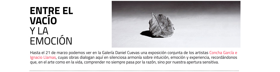 En la Galería Daniel Cuevas, Concha García
 e Ignacio Llamas presentan 'Comprender no se hace con la razón'