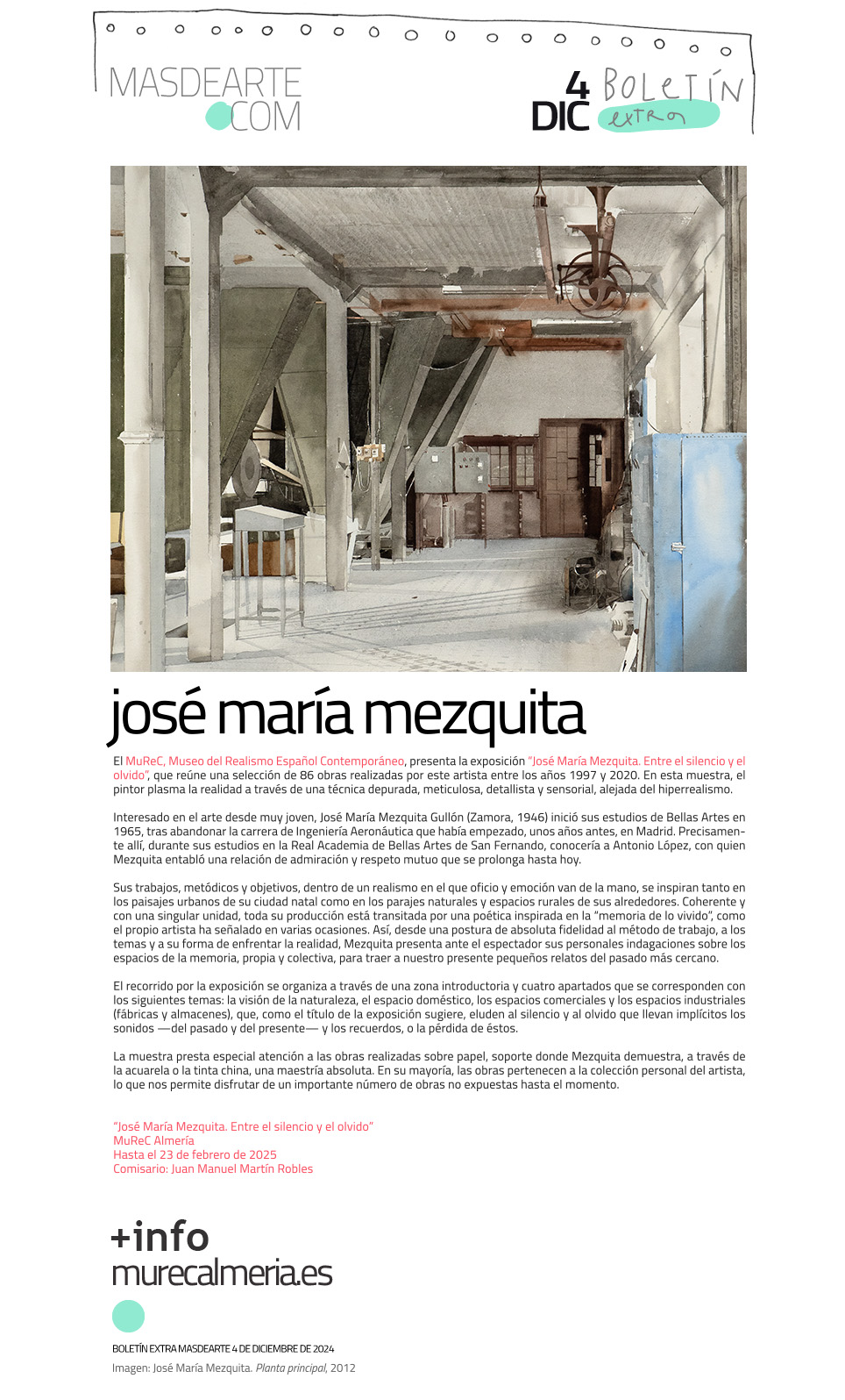 Extra masdearte: el MuReC presenta la obra
 de José María Mezquita. Exposición Entre el silencio y el olvido, abierta hasta el 23 de febrero de 2025