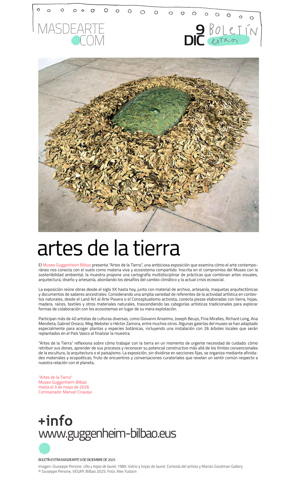 Extra masdearte: Artes de la Tierra en el Museo Guggenheim Bilbao