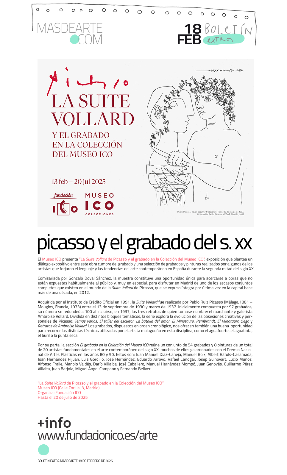 Extra masdearte: La Suite Vollard de Picasso
 y el grabado español en la Colección del Museo ICO