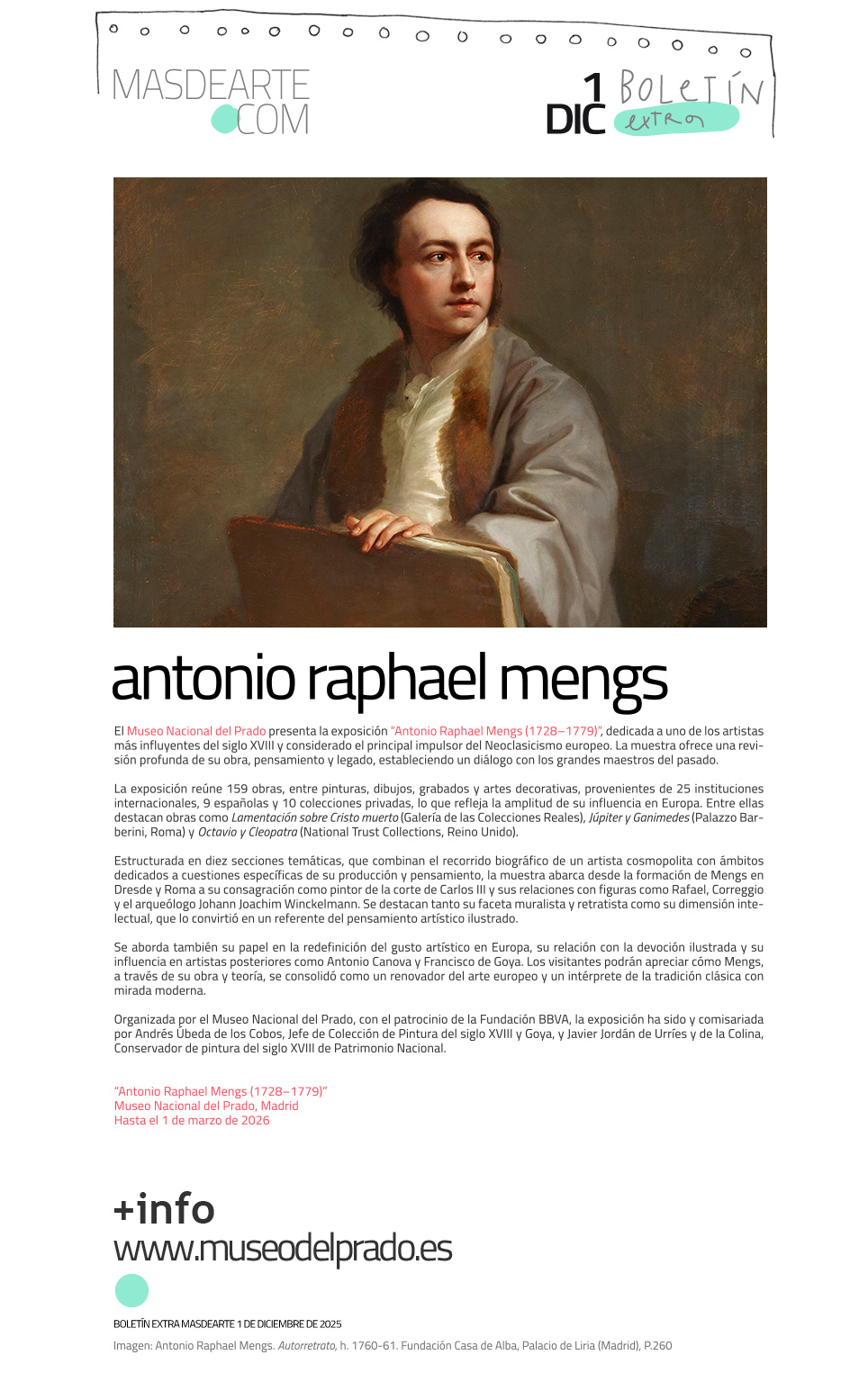 Extra masdearte: El Museo del Prado recupera a Antonio Rafael Mengs, figura clave del Neoclasicismo