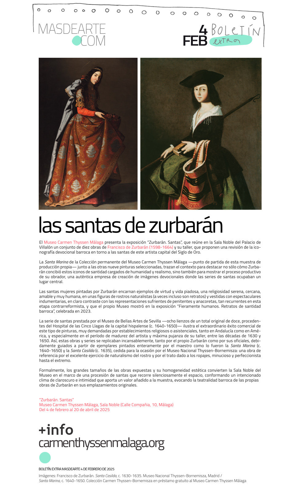 Extra masdearte: el Museo Carmen Thyssen de Málaga presenta 'Zurbarán. Santas'