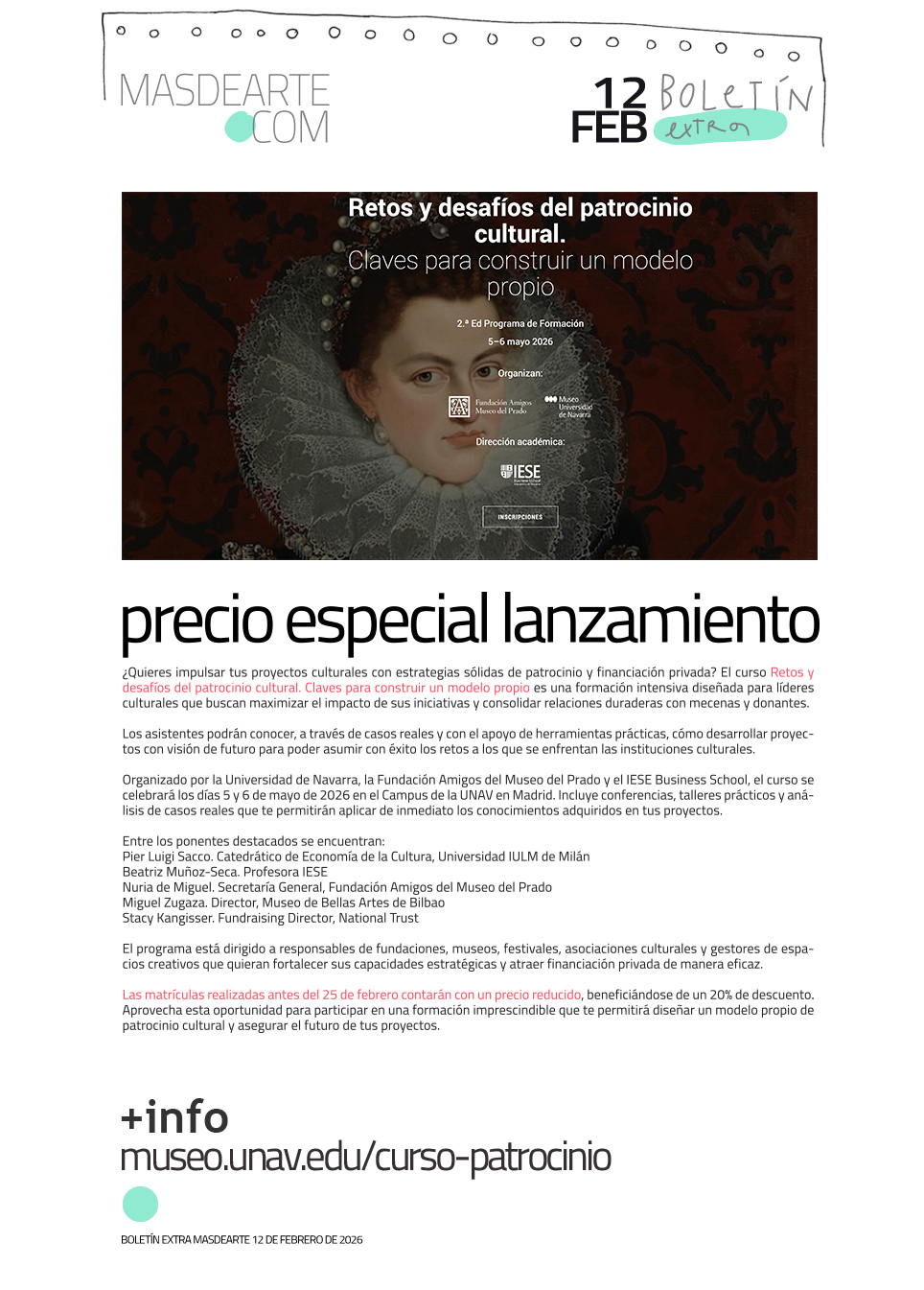 Curso presencial Retos y desafíos del
 patrocinio cultural. Precio especial lanzamiento