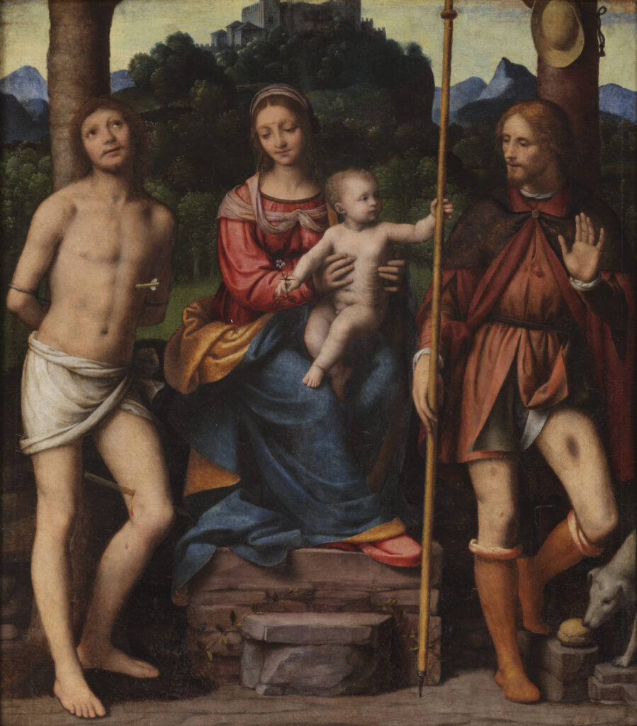 Bernardino Luini. La Virgen con el Niño, san Roque y san Sebastián