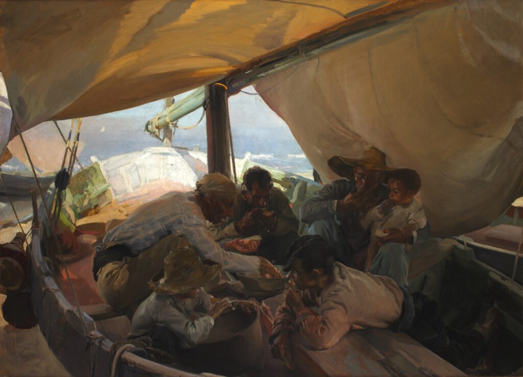 Joaquín Sorolla. Comida en la barca, 1898. Museo de la Real Academia de Bellas Artes de San Fernando 