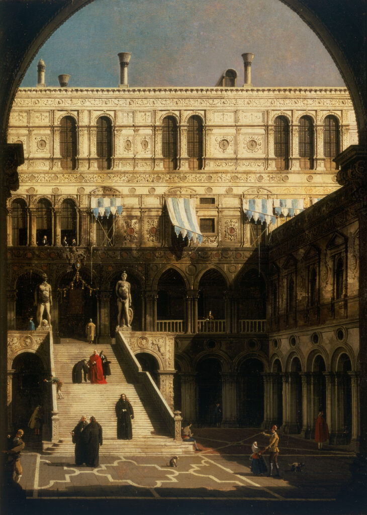 Canaletto. El Palacio Ducal, Venecia: La Escalinata de los Gigantes vista desde el Arco Foscari, hacia 1671. Colección Pérez Simón © Arturo Piera