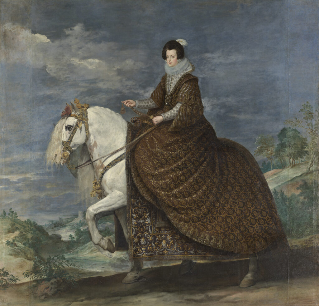 Velázquez. La reina Isabel de Borbón a caballo, hacia 1635 (después de la restauración). Museo Nacional del Prado