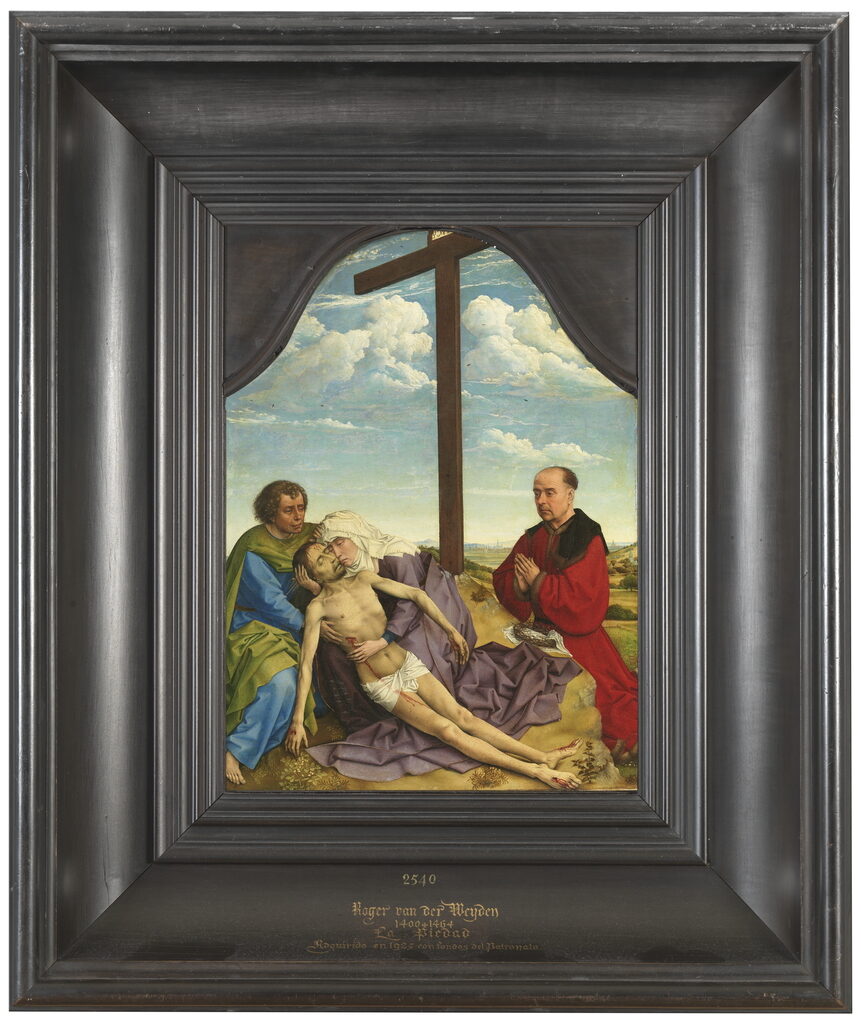 Taller de Rogier van der Weyden. La Piedad con donante, hacia 1440-1450con el marco antiguo. Fotografía: © Museo Nacional del Prado