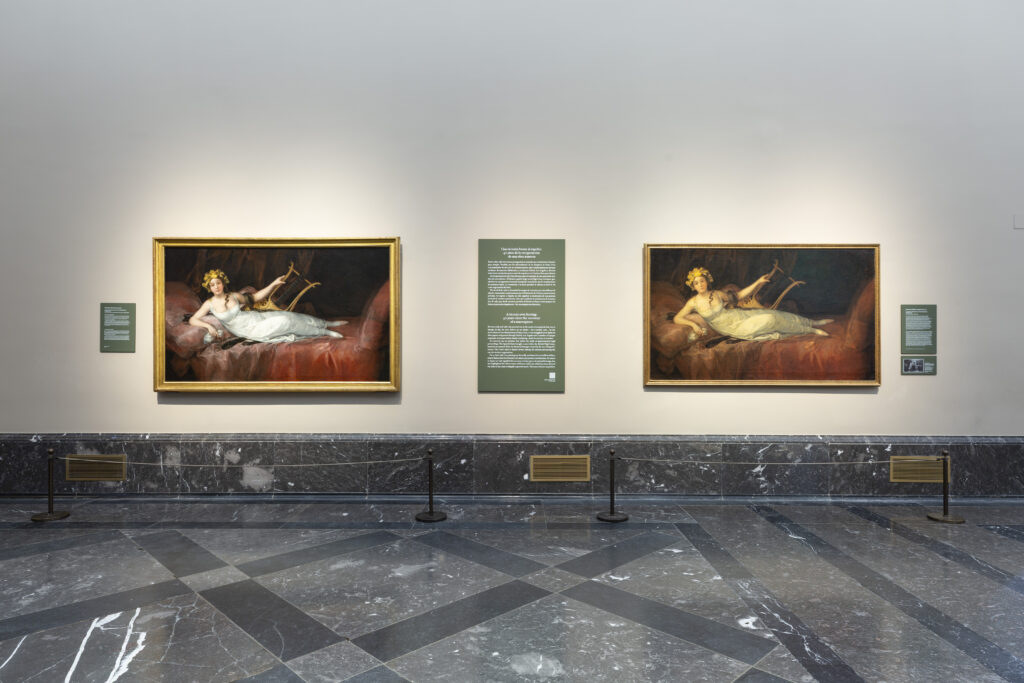 La marquesa de Santa Cruz de Goya, junto a una de las copias recientemente localizada. Foto © Museo Nacional del Prado