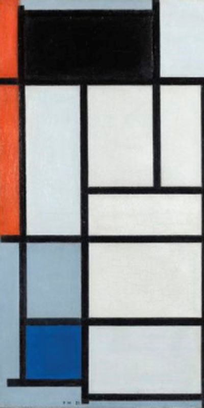 Mondrian. Composición en rojo, negro, amarillo, azul y gris, 1921