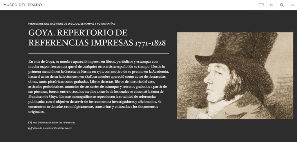 REPOSITORIO DE REFERENCIAS IMPRESAS 1771-1828. Goya. Museo del Prado