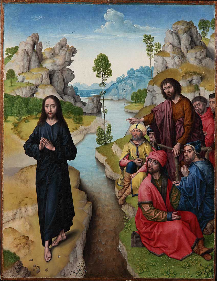 Dieric Bouts (taller). La predicación de San Juan Bautista (1480-1500). Staatliche Museen, Berlín