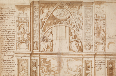Pellegrino Tibaldi. Estudio para la decoración de la Biblioteca del Escorial, hacia 1588-1592. © The Trustees of the British Museum 1846,0509.176