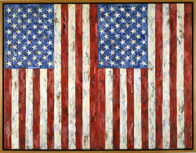 Flags, 1987 Encáustica y collage sobre lienzo 63,5 x 83,82 cm Colección del artista Foto: Cortesía Jasper Johns Office
