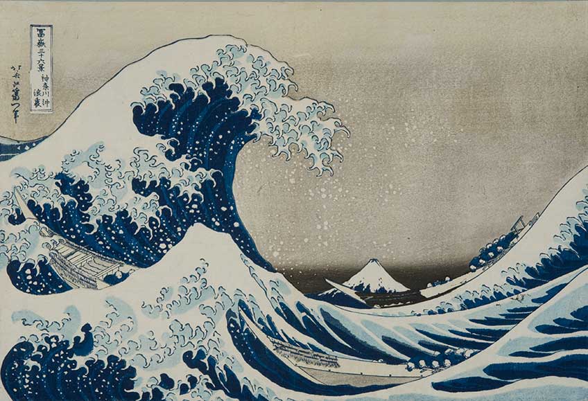 La Grande Vague de Kanagawa de Katsushika Hokusai© Hokusai-kan Museum. Obuse