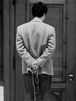 Nam June Paik. Nam June Paik demonstrates Zen for Walking, 1961. © Manfred Montwé. Photo: Photo by Manfred Montwé