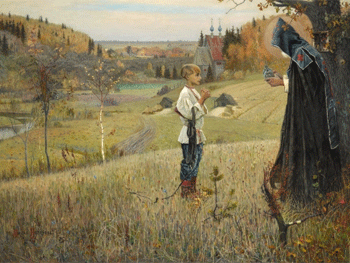 Mikhail Nesterov. Visión del joven Bartolomé, 1890