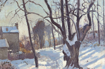 Camille Pissarro. Louveciennes, camino des Creux, Louveciennes, nieve, 1872. Museum Folkwang, Essen
