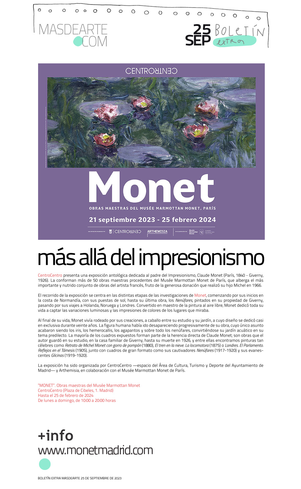 Extra masdearte: gran exposición de Monet en CentroCentro