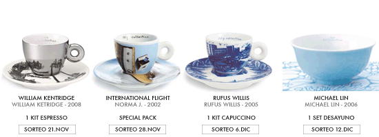 Tazas pertenecientes a la Illy Art Collection que forman parte de la promoción regalo de masdearte.com