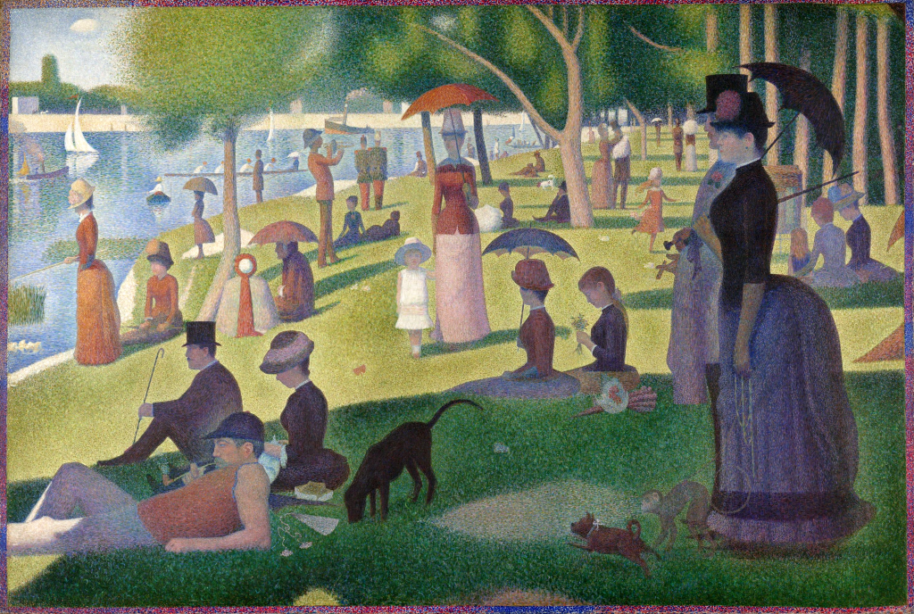 Seurat. Una tarde de domingo en la isla de La Grande-Jatte, 1884-1886. Art Institute, Chicago