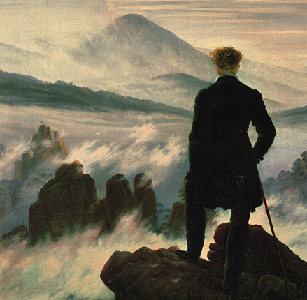 Friedrich. El caminante sobre el mar de nubes, 1818. Hamburger Kunsthalle