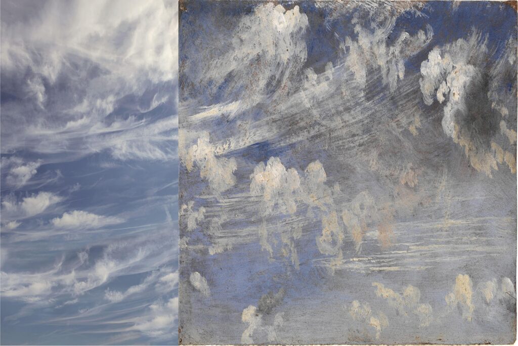 Jacqueline Salmon Cirrus, diptyque avec Constable (d’après Constable, Study of Cirrus Clouds) 2016