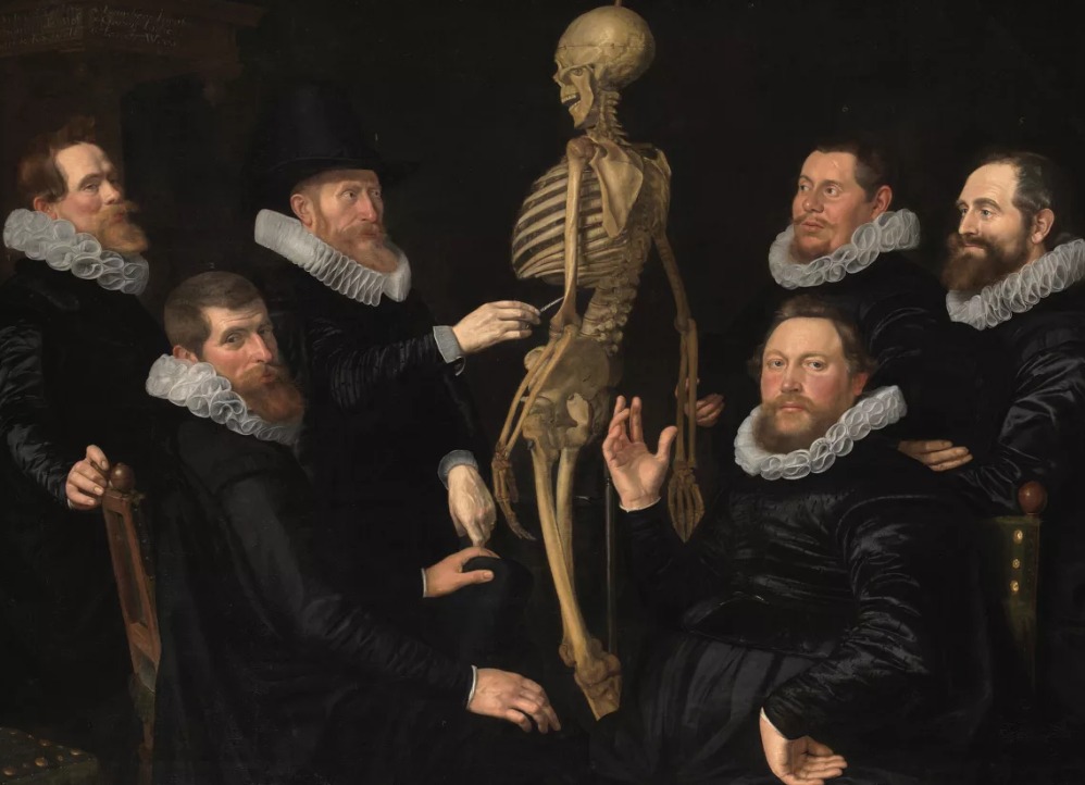 Werner van den Valckert o a Nicolaes Eliasz. Pickenoy. La lección de osteología del Dr. Sebastiaen Egbertsz, 1619. Amsterdam Museum