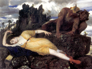 Arnold Böcklin. Schlafende Diana von zwei Faunen belauscht, 1877. Stiftung Museum Kunstpalast, Düsseldorf 