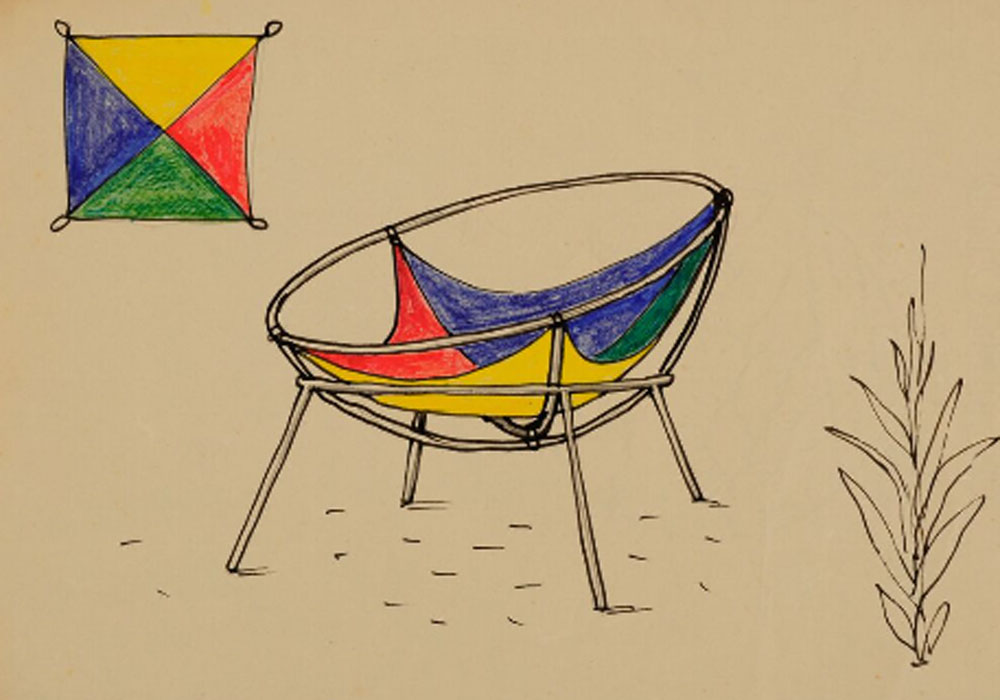 Lina Bo Bardi. Proyecto para una versión del sillón Bardi´s Bowl, 1951. Instituto Bardi