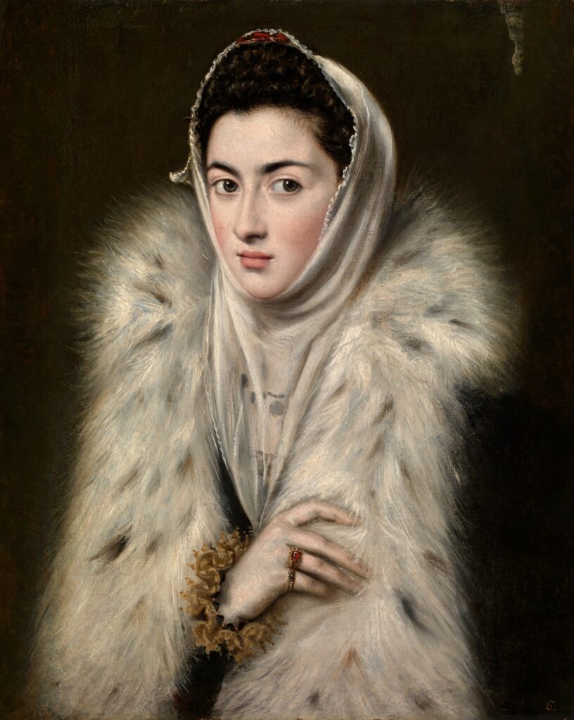 Atribuido a Sánchez Coello. Retrato de dama en pieles, hacia 1577-1579. Glasgow Museums