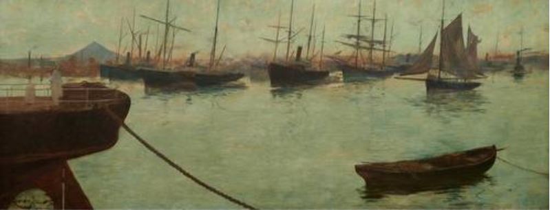 Adolfo Guiard. La ría en Axpe, 1886. Colección Sociedad Bilbaína