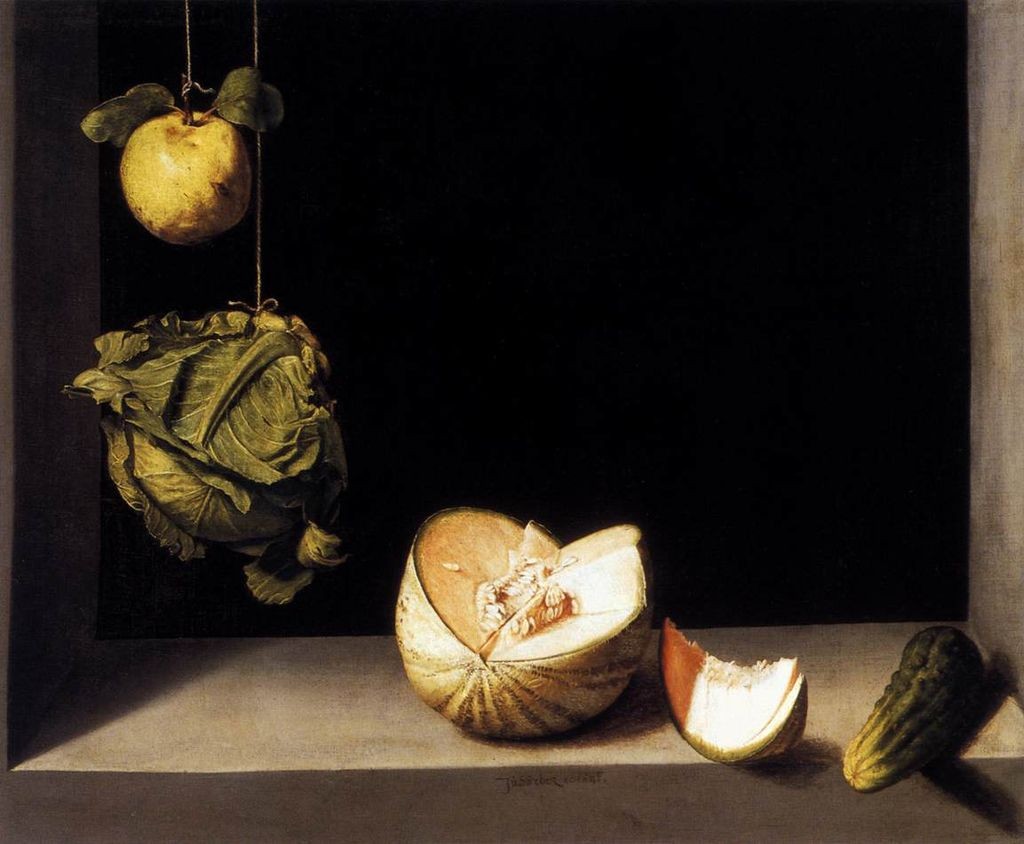 Juan Sánchez Cotán. Bodegón con membrillo, repollo, melón y pepino, hacia 1602. The San Diego Museum of Art