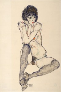 Egon Schiele. Seated Female Nude, Elbows Resting on Right Knee, 1914