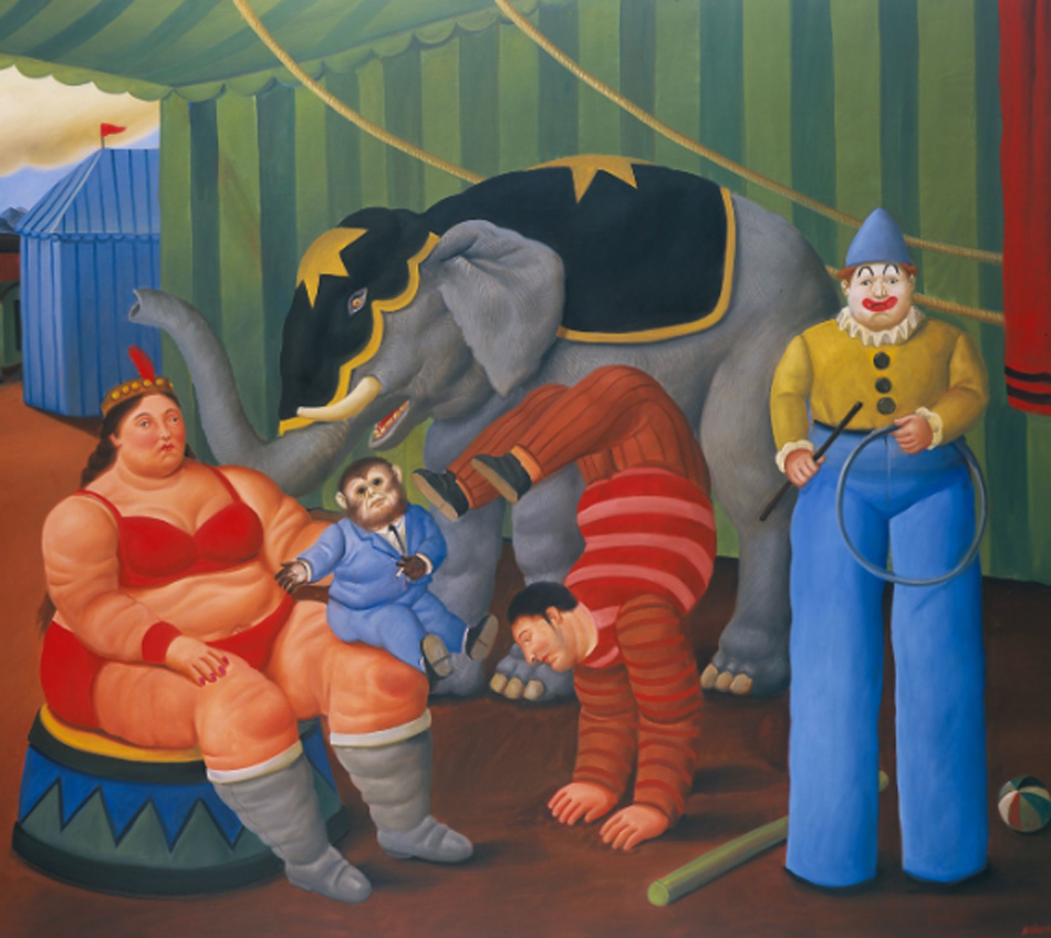 Fernando Botero. Gente del circo con elefante, 2007