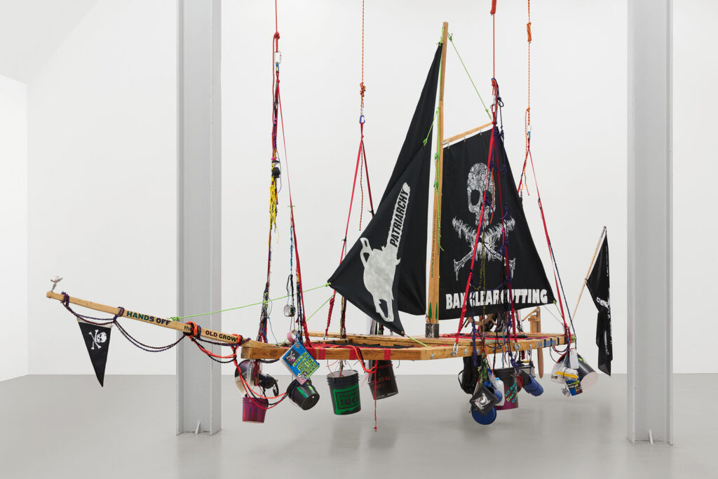 Andrea Bowers. Radical Feminist Pirate Ship Tree Sitting platform, 2013