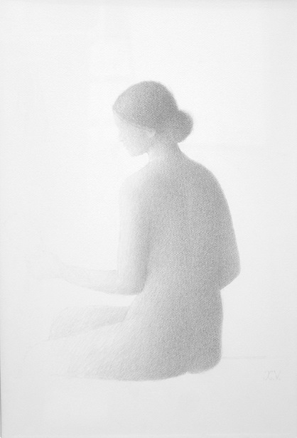 Xavier Valls. Desnudo de espaldas, 1977. Xavier Valls, dibujos a lápiz en la galería Fernández Braso