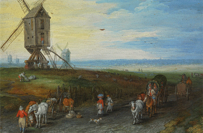 Jan Brueghel el Viejo. Windmills on a Broad Plain, 1611. © Bayerische Staatsgemäldesammlungen, Alte Pinakothek, München