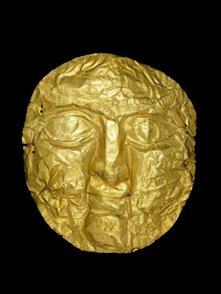 Máscara mortuoria, oro, romana, siglos I-II d.C., Jerusalén. © Trustees of the British Museum