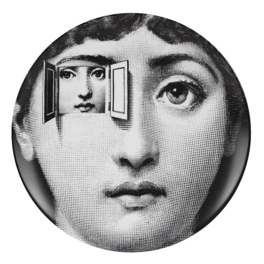 Piero Fornasetti. Plato de pared de la serie Tema e Variazioni, después de 1950. Cortesía de Fornasetti. 