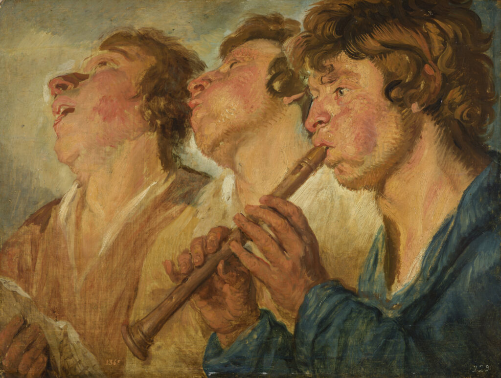 Jacques Jordaens, «Tres músicos ambulantes», 1645-50. Óleo sobre tabla. © Museo Nacional del Prado. Archivo Fotográfico