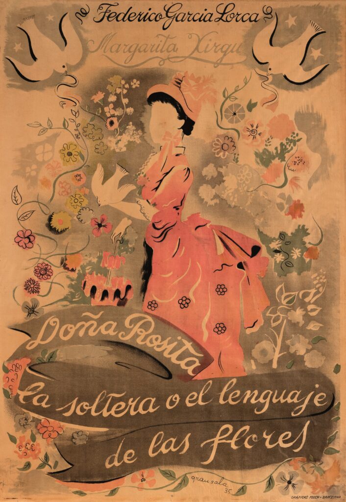 Emil Grau i Sala. Cartel de Doña Rosita La Soltera o El lenguaje de las flores. Principal Palace, 1935 (Centre de Documentació i Museu de les Arts Esceniques