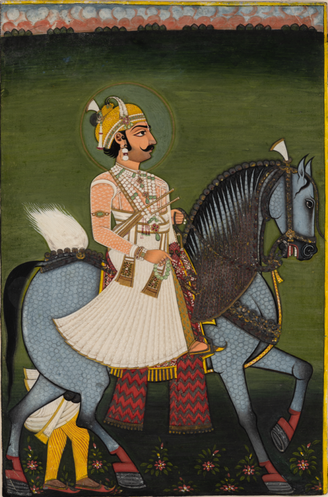Un thakur de Jhilai a caballo. Rajastán, hacia 1760-1770