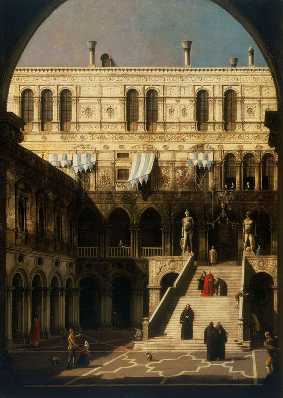 Canaletto. El Palacio Ducal, Venecia: La Escalinata de los Gigantes vista desde el Arco Foscari, hacia 1751. Colección Pérez Simón © Arturo Piera