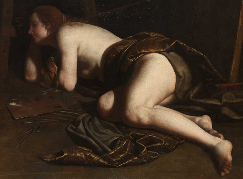 Atribuido a Artemisia Gentileschi. Alegoría de la pintura, hacia 1630-1640. Musée de Tessé, Le Mans